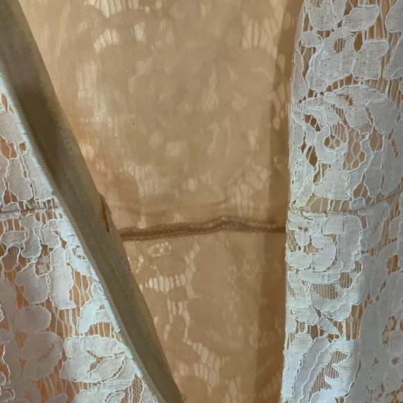 NWOT Just Me size Large White Lace Nude Lining Mermaid Midi Dress Short Sleeves - Picture 11 of 11